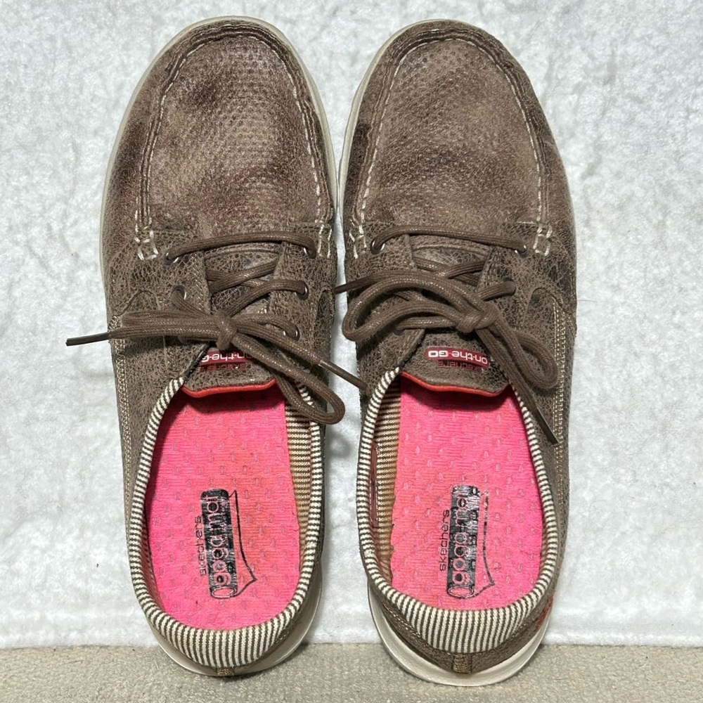 Skechers Womens Brown Gomat GoTech Lace Casual Loafers Shoes SZ US 9 - Picture 5 of 11